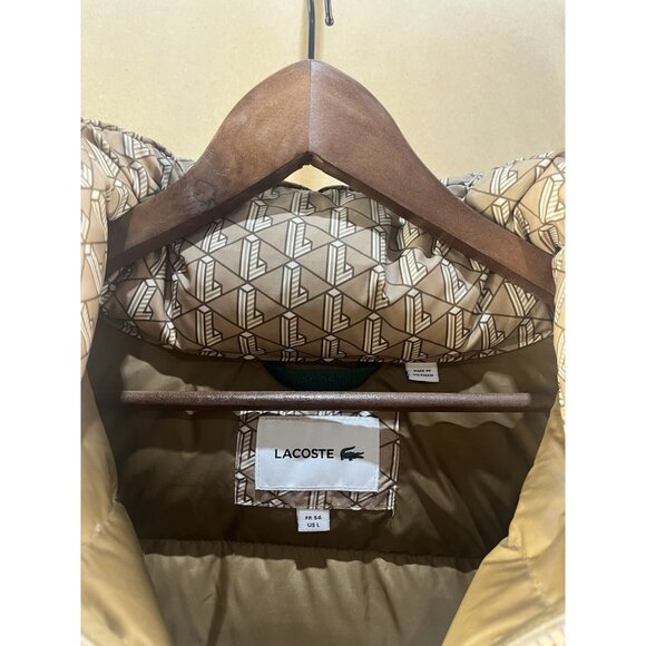 Lacoste Men’s Monogram Short Puffed Jacket Beige (Size L / FR54) - Picture 4 of 6